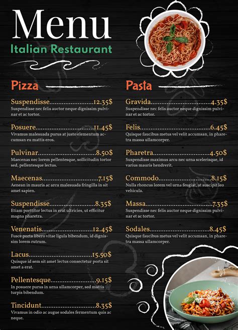 RESTAURANT MENU .